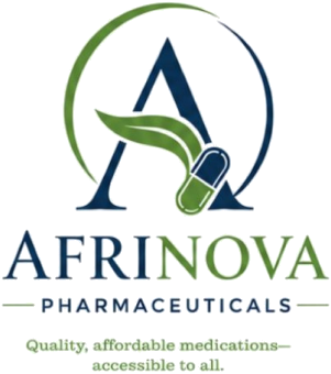 Afrinova Pharmaceuticals logo: Quality, affordable medications, accessible to all